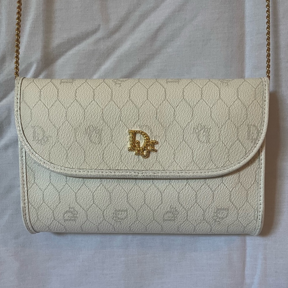 Christian Dior White Honeycomb Bag (clutch or crossbody)